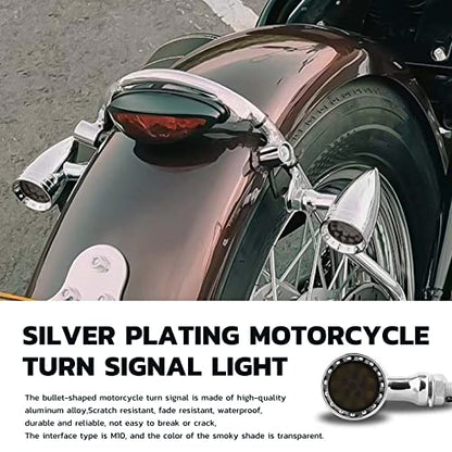 Rich Choices 2pcs Black 15 LED Motorcycle Stop Brake Running Turn Signal Indicator Amber Lights Compatible with Street Bike Chopper dirt bike scooter Cafe Racer (Chrome-Amber&White Light) - color: Chrome-Amber&White Light