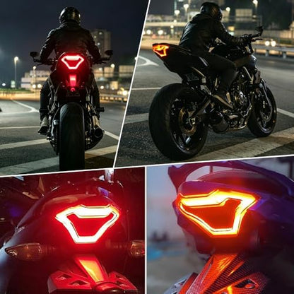 Motorcycle Brake Light Tail Lamp with LED Turn Signals Replacement for Yamaha YZF R3 R25 Y15ZR MT07 FZ07 LC150