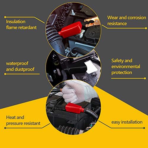 4 Pieces Battery Terminal Covers Battery Terminal Insulating Protector Positive and Negative Cable Covers in Red and Black for Boat Cars