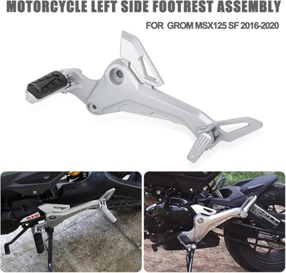 Mokuo Motorcycle Footrest Assembly,1 Pair Footpegs Kit in Alloy Aluminum Material Fit for Honda Grom Msx 2017-2020,Silver Color - color: 1 Pair - Silver