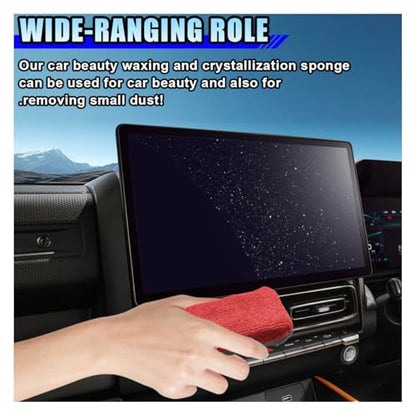 12PCS Ceramic Coating Applicator Sponge, 4.13'' x 1.84'' Microfiber Car Detailing Applicator Pads, Rectangular Car Foam Cleaning Pad, Auto Polishing Pad for Wax, Paint, Sealant (Red) - color: Red