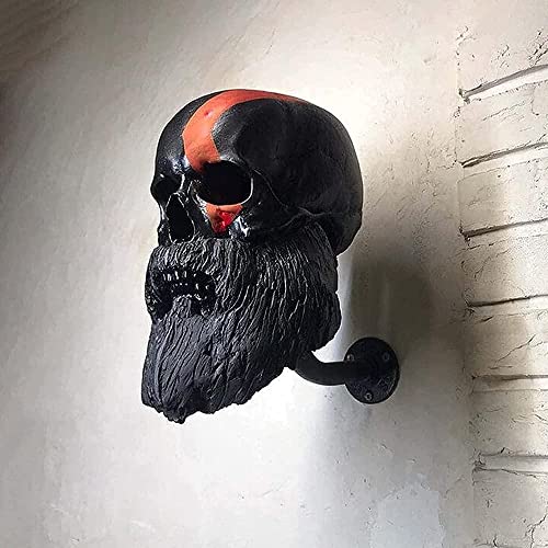Personalized Cool Wall Mount Motorcycle Skull Helmet Holder, Skull with Beard-Helmet Rack,Removable Resin Crafts Motorcycle Helmet, Hanger for Coats, Bike,Baseballs and Rugby Helmet Caps, - color: A