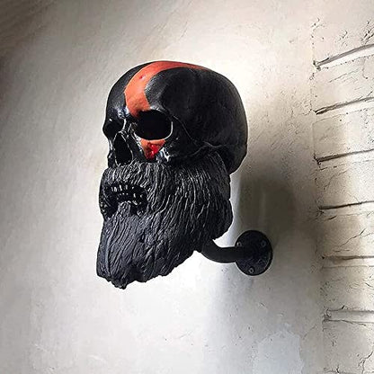 Personalized Cool Wall Mount Motorcycle Skull Helmet Holder, Skull with Beard-Helmet Rack,Removable Resin Crafts Motorcycle Helmet, Hanger for Coats, Bike,Baseballs and Rugby Helmet Caps, - color: A