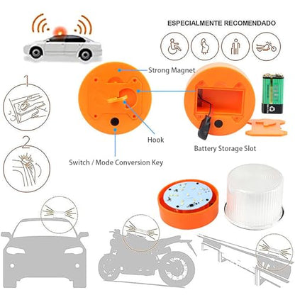 Walfront V16 Traffic Emergency Light LED Strobe Beacon with Magnetized Roof Mount and Hook for Car Motorcycle Roadside Emergencies IP67 Rainproof (Yellow White) - color: Yellow White