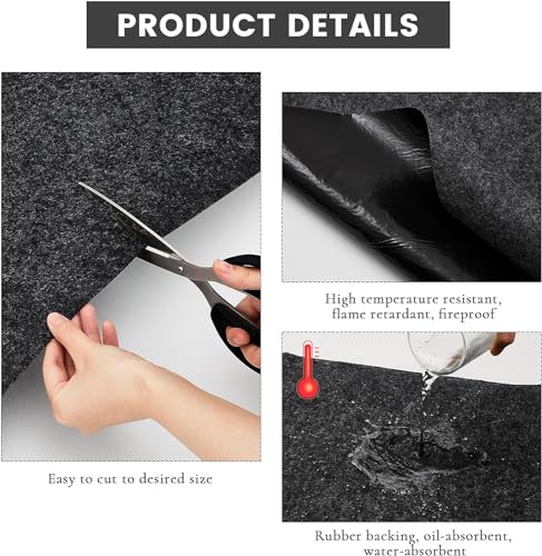 60 x 36 Inch Oil Spill Mat, Garage Floor Mat Under Car Driveway Mats Oil Leaks Absorbent Oil Pad, Reusable, Washable, Durable, Waterproof Backing, Protects Surfaces, Black