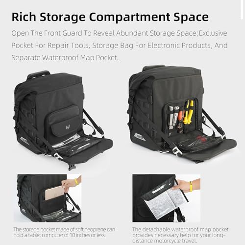 Rhinowalk Motorcycle Saddlebag 20L Waterproof, Quick Release Motorbike Side Bag, Universal Fit Motorcycle Side Bag (1-Piece) - color: Black 20L