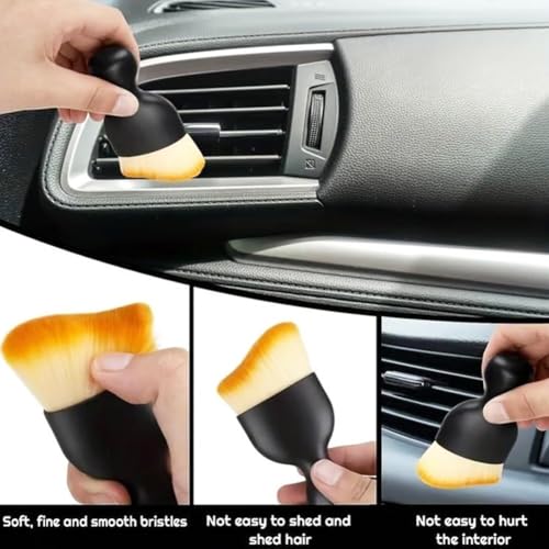 8PCS Car Detailing Brush Set，Soft Car Cleaning Brush，for Cleaning interiors Car Betailing Kit，Ventilation Opening、Console、Seat Seam - color: Black