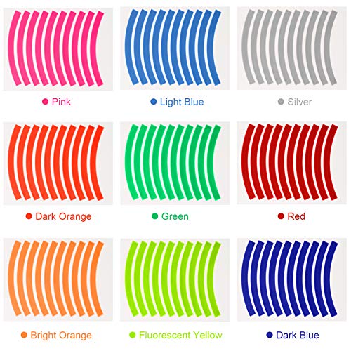 HUIOP Reflective Tape, 10pcs Adhesive Reflective Tape Cycling Warning Sticker Bike Reflector Tape Strip for Car Bicycle Motorcycle Scooter Wheel Rim Decoration