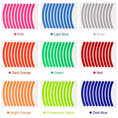 HUIOP Reflective Tape, 10pcs Adhesive Reflective Tape Cycling Warning Sticker Bike Reflector Tape Strip for Car Bicycle Motorcycle Scooter Wheel Rim Decoration