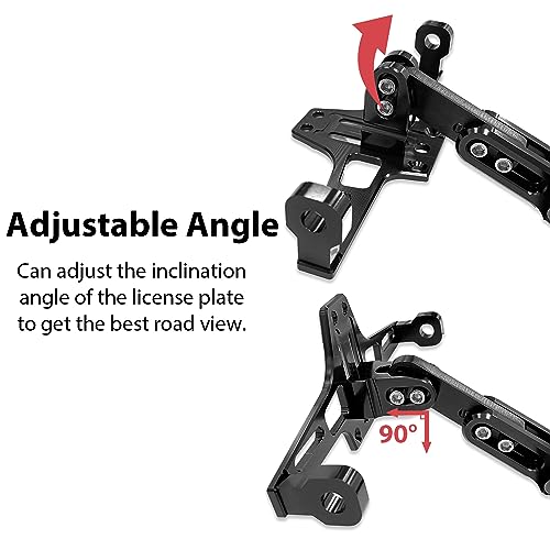 Sutekus Motorcycle License Plate Bracket License Plate Holder Mount Fender Eliminator Kit includes Plate Holder LED Light and Wrenches