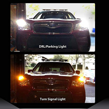 AUXLIGHT 1157 2057 2357 7528 BAY15D P21/5W Switchback LED Bulbs 16SMD Chipsets Parking Lights/Daytime Running Lights/DRL and Turn Signal Lights with Projector replacement, White/Amber (Pack of 2) - size: 1157