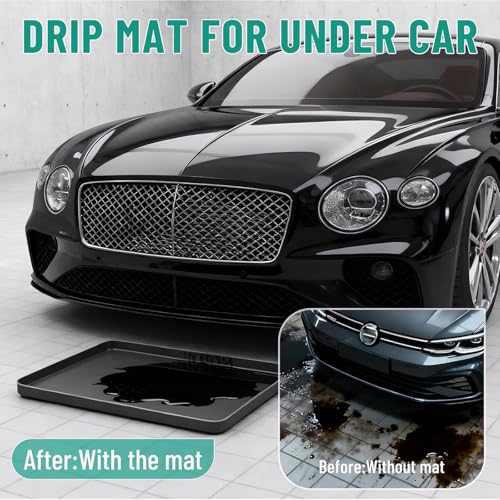 Oil Drip Mat for Under Car, 34'' x22'' Oil Spill Mat for Garage Floor, Silicone Large Oil Drip Pan, No Splatter Non-Slip Oil Catch Tray, Protect Garage Surface from Spill & Stain-Black - color: Black-02