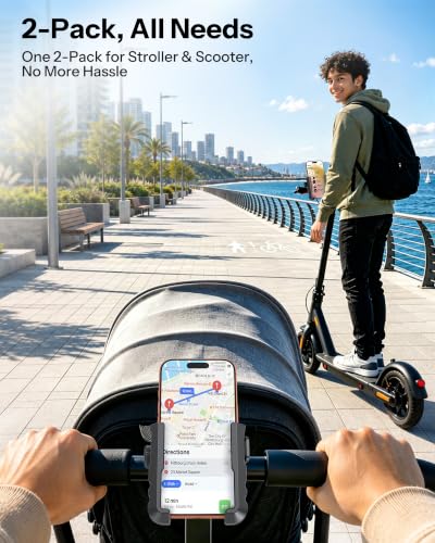 OMOTON Bike Phone Holder 2-Pack, Anti-Vibration Shockproof Motorcycle Phone Mount with Quick Lock & 360° Swivel - Fits Handlebars & Rearview Mirror, for iPhone Samsung All Phones, Black & Blue - color: 5-Black & Blue