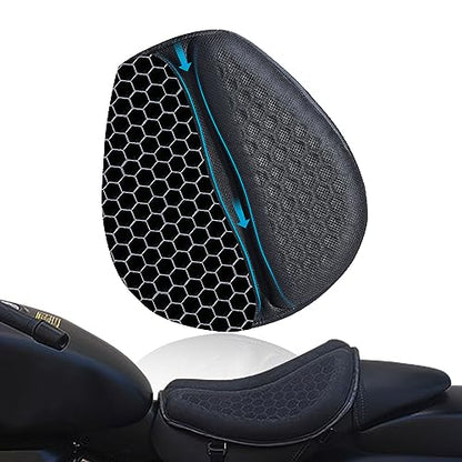 Motorcycle Seat Cushion, Motorcycle Gel Seat Pad with 3D Honeycomb Shock-Absorbing Breathable Seat Cover