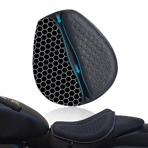 Motorcycle Seat Cushion, Motorcycle Gel Seat Pad with 3D Honeycomb Shock-Absorbing Breathable Seat Cover