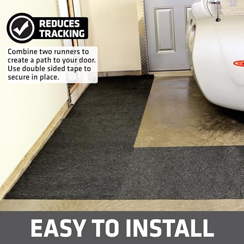 Drymate Garage Floor Runner Mat, (8'10" x 2'6"), Protects Surfaces, Absorbent, Waterproof, Slip-Resistant, Quick Dry Carpet Fabric, Trimmable & Washable (USA Made) (Charcoal) - size: 8'10" x 2'6" (1-Pack)