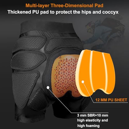 Protective Padded Shorts Crash Pad, PU Hip Butt Pads Impact Gear for Youth Ladies Women, Tailbone Protection Pad for Ski Snowboarding Skating Skateboard - size: X-Large