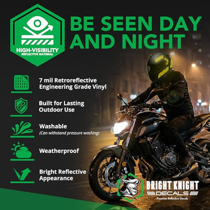 BRIGHT KNIGHT DECALS Reflective Stickers, 17pc Triangle Kit, Reflective Tape Outdoor Waterproof Motorcycle Helmet Stickers for Bikes, Scooters, and Hard Hats, Night Safety High Visibility - color: Yellow