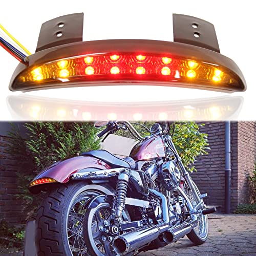 Motorcycle Chopped Rear Fender Edge LED Brake License Plate Tail Light Stop Running Light Turn Signal Lamp Compatible with Harley Sportster XL883N 1200N XL1200V XL1200X (Smoke Lens) - color: Smoke Lens#1