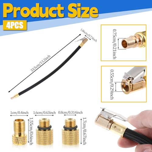 12'' Tire Inflator Hose Replacement, Tire Inflator Adapter with Presta Valve, Hose Connector for Air Compressor, High-Pressure Tube Car Motorcycle Maintenance Accessories