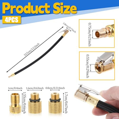 12'' Tire Inflator Hose Replacement, Tire Inflator Adapter with Presta Valve, Hose Connector for Air Compressor, High-Pressure Tube Car Motorcycle Maintenance Accessories