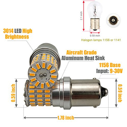 iBrightstar 9-30V Extremely Bright 1156 1141 1003 BA15S LED Bulbs Replacement for Turn Signal Rv Lights, Amber Yellow - color: Amber Yellow, style: 1156