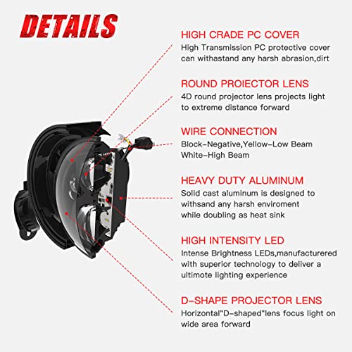 7 inch LED Round Motorcycle Headlight DOT Approved with Housing Bucket Turning Signals DRL Mount Bracket Projector Hi/Low Beam 7" Headlight for H-arley Davidson dyna Honda Suzuki Yamaha - size: 7in Motorcycle Headlight with L/R Turn Signals