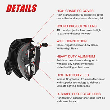 7 inch LED Round Motorcycle Headlight DOT Approved with Housing Bucket Turning Signals DRL Mount Bracket Projector Hi/Low Beam 7" Headlight for H-arley Davidson dyna Honda Suzuki Yamaha - size: 7in Motorcycle Headlight with L/R Turn Signals