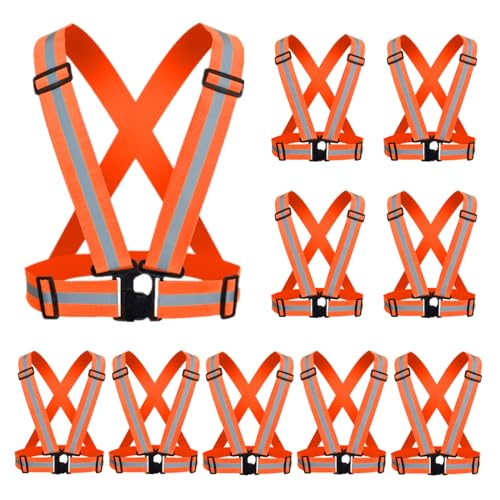 Reflective Vest, High Visibility Safety Vest Straps Reflective Gear for Night Running Walking Cycling for Men Women Kids - color: Orange
