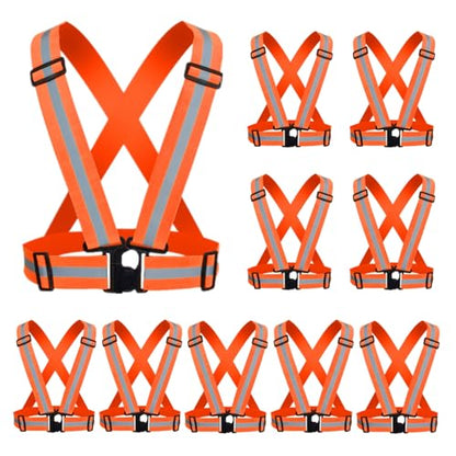 Reflective Vest, High Visibility Safety Vest Straps Reflective Gear for Night Running Walking Cycling for Men Women Kids - color: Orange