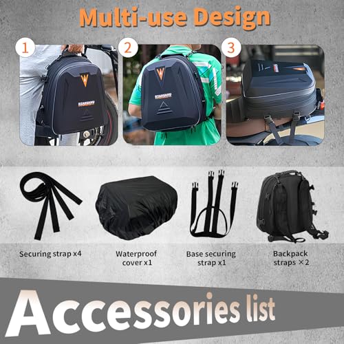 MRSXXNTY Motorcycle Tail Bag Motorcycle Saddlebags Helmet Bag Scooter Luggage 20L-24L-28L Dual expansion Waterproof
