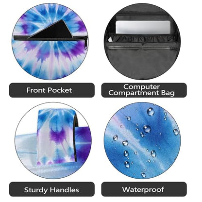 Blue Purple Tie Dye Backpack, Large Capacity College Backpack Bookbags, Waterproof Travel Backpack for Kids Boys Girls Women Men - color: Blue Purple Tie-dye