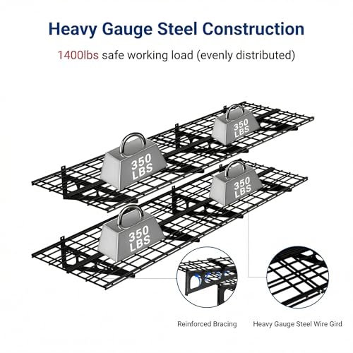 FLEXIMOUNTS 2-Pack 2x6ft Garage Shelving 24-inch-by-72-inch Heavy Duty Wall Mounted Shelves Garage Storage Rack Floating Shelves, 1400lbs Load Capacity, Black, Classic Series - color: Black, size: 2 pack-2x6 ft