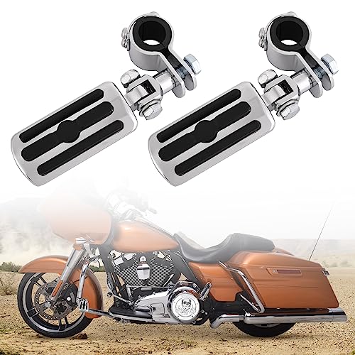 Motorcycle Highway Pegs, Crash Bar Foot Pegs for Harley Touring Electra Street Glide Road King Sportster, Kawasaki, 1"(25mm), 1 1/4"(32mm), 1 1/3"(34mm) Engine Guard Footrest, 1 Pair - color: Slotted Style - Chrome