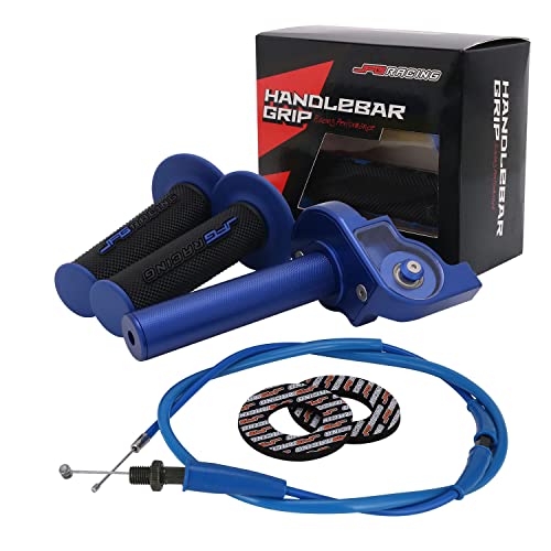 JFG RACING Motorcycle Throttle Assembly,7/8" 22mm Quick Twist Throttle Grips With Throttle Cable Aluminum Alloy Universal For CRF50 KLX SSR TTR 110 125 150 200 250cc Dirt Pit Bike ATV Mini Bike Blue - color: Blue, size: Normal