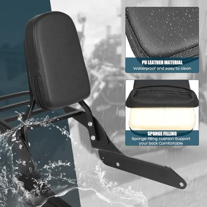 Motorcycle Detachable Passenger Backrest Sissy Bar With Back Rest Pad Luggage Rack Compatible With For Honda Shadow VLX600 VT600 1999-2008 Sissy Bar Backrest