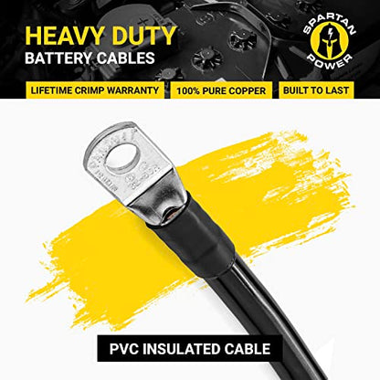 Spartan Power Battery Cable 15 Foot 1/0 Gauge AWG Wire Set 5/16" M8 Made in USA - color: 1/0 AWG-SET-5/16", size: 15-FT