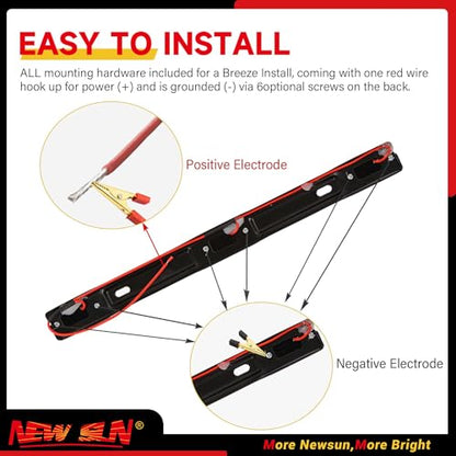 NEW SUN 15" Black Stainless Steel 3 Lights 9 LED Identification Light Bar - 1 Pcs Clearance Red Waterproof, Surface Mount Sealed ID Indicator for Trucks Trailers RVs, Top & Side Mark & Break - color: 1 Pcs Red