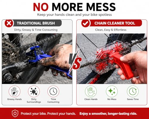 Bike Chain Cleaner Tool for Bicycle Chains, Road and MTB Bikes | Easy-to-Use, Transparent Design, Deep Cleaning, Road & MTB Bikes