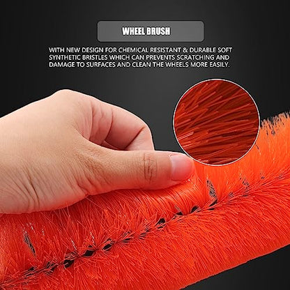 SPTA 8Pcs Wheel & Tire Brush Car Detailing kit, Easy Reach Wheel and Rim Brush, 5pcs Detailing Brushes, Short Handle Cleaning Brush, 1pc Microfiber Cleaning Cloth, Great to Clean Dirty Tires
