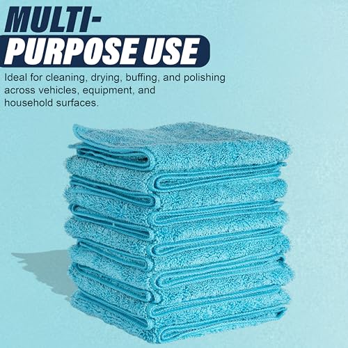 Plane Perfect Premium Microfiber Towels - 350GSM, 14"x14" Scratch Free, Absorbent, Reusable Cleaning & Drying Towels for Planes, Cars, Boats, Motorcycles | 12 Pack