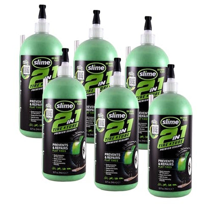 Slime 10194-6PK 2-in-1 Tire & Tube Sealant Puncture Repair Sealant, Premium, Prevent and Repair, Suitable for All Off-Highway Tires and Tubes, Non-Toxic, Eco-Friendly, 6 x 32 oz Bottles - style: 32 oz - 6pk