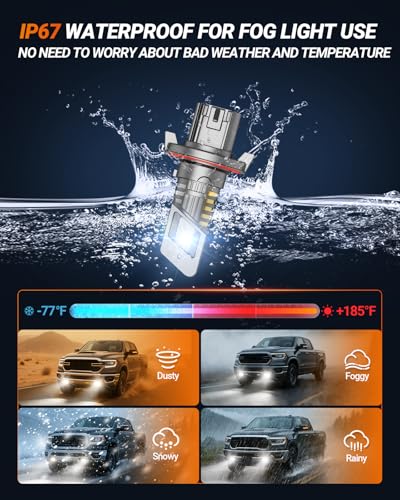 SEALIGHT 9008/H13 Bulbs, 800% Brightness 40000LM Super Brighter, 1:1 Size Fog Lights, 6500K Cool White, 60000Hrs Long Service Life with Cooling Fan, 3MIN Play and Plug, Pack of 2 - size: 9008/H13