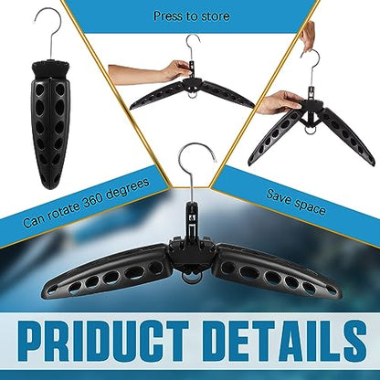 Mifoci 6 Pcs Wetsuit Hanger Foldable Surfing Suit Scuba Hangers Folding Vented Surfing Scuba Diving Accessories, Black, 20 Inches/ 51 cm After Unfolded