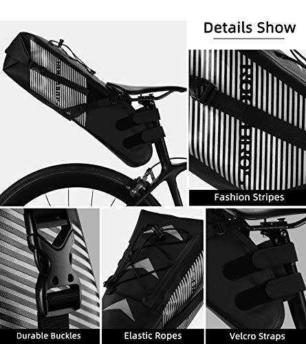 ROCKBROS Bikepacking Bag Waterproof Bike Saddle Bag Large Capacity Bikepacking Seat Bag Road Mountain Bike Seat Bag Max 10L - color: Max 10L