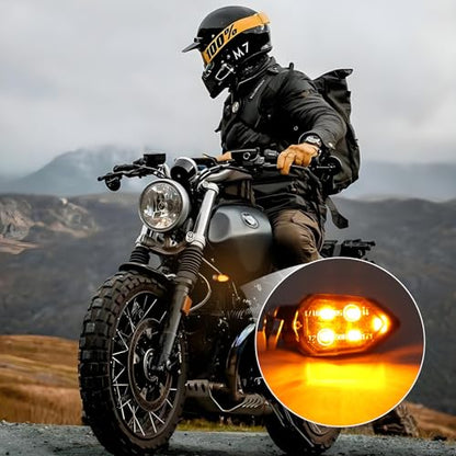 Kinstecks 4PCS Mini Motorcycle Indicators Turning Indicators Turn Signal Lights 12V for Motorcycle Motorbike Scooter Quad Cruiser Harley Kawasaki Yamaha Suzuki Off Road