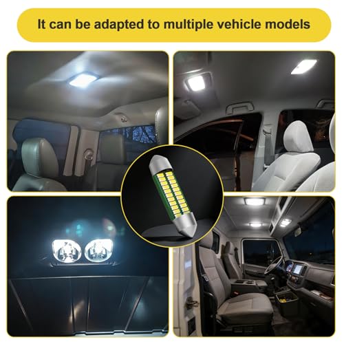 4Pcs 42mm LED Bulb 211-2 41mm 578 1.65in CANBUS Error Free, 6000K White Super Bright Festoon, Interior Dome Map Trunk License Plate Light for Car 12V. - size: 42MM