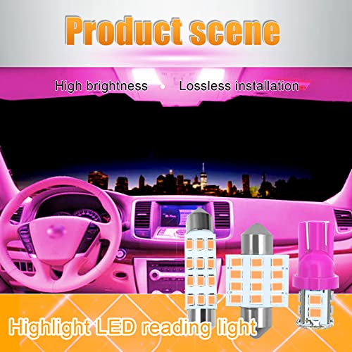 YOGEIER Car LED Bulb, Pink, 24 Sets, Compatible with All Vehicles, Wide Range of Applications, Easy Installation - color: pink