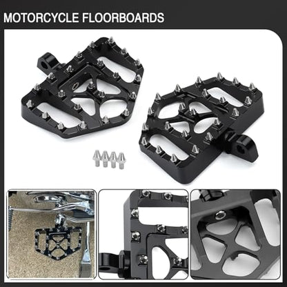 MX Wide Floorboards Foot Pegs Brake Pedal Cover Shifter Peg Kit for Harley Touring 1986-2023 Road Glide Street Glide 86-2017 Softail Fat Boy FL 2012-2016 Dyna FLD (Silver Black) - color: Silver Black