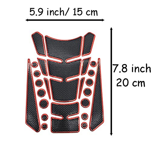 1 Set Red Universal 3D Motorcycle Gas Tank Sticker, Fuel Tank Protector Decal Pad Self-adhesive and Waterproof - color: Red